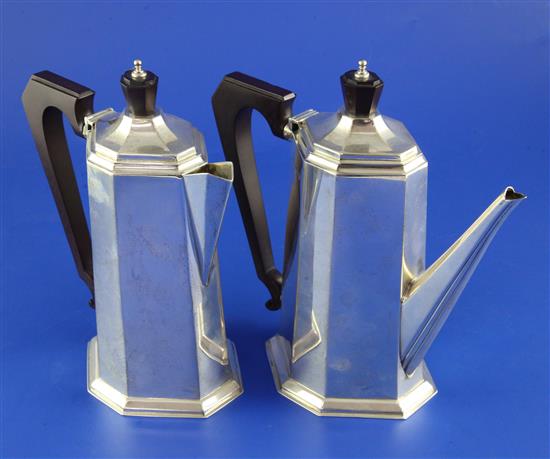 A George V silver cafe au lait pair by Mappin & Webb, gross 25.5 oz.